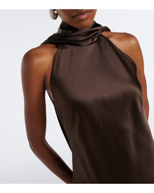Ralph Lauren Multicolor Chilton Halterneck Satin Gown