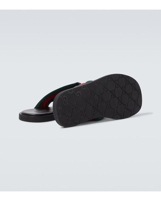 Gucci Blue Gg Web Stripe Slides for men