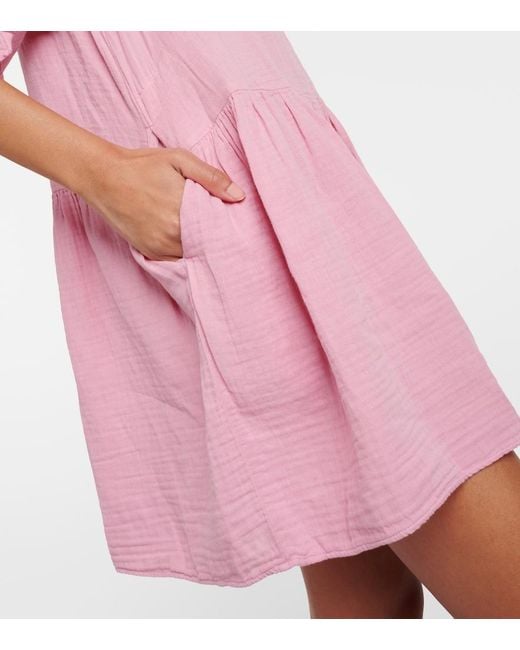 Velvet Pink Nica Cotton Gauze Minidress