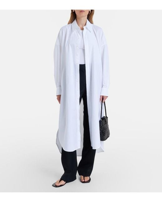 Frankie Shop White Bloom Cotton Poplin Shirt Dress