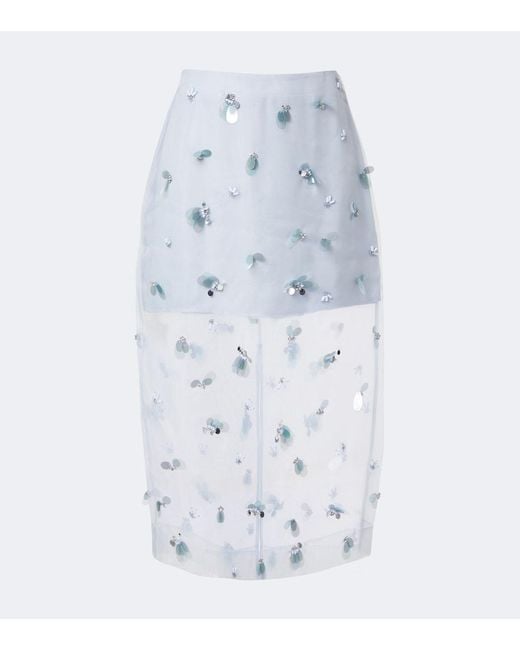 Jonathan Simkhai Blue Delilah Embellished Midi Skirt