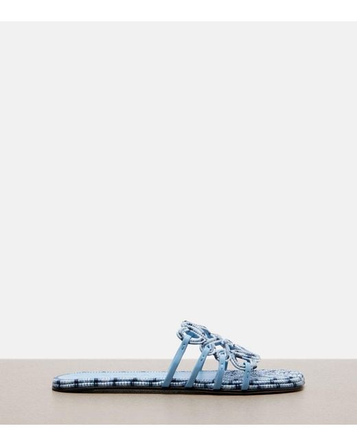Loewe Blue Paula's Ibiza Petal Anagram Canvas Slides