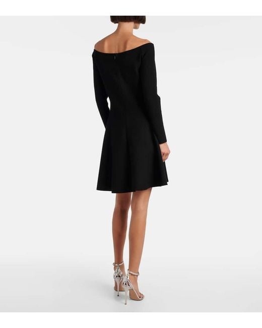 Abito Corto Off-Shoulder Con Applicazioni di Oscar de la Renta in Black