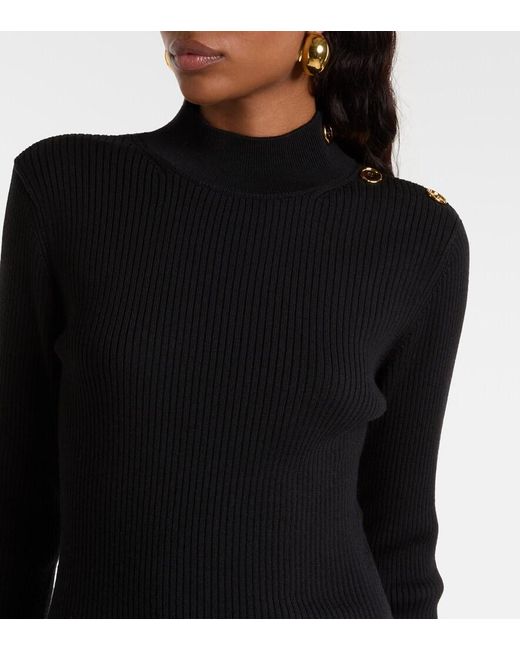Patou Black Ruffled Wool Minidress