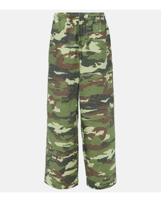 Acne Green Fega Camouflage Jersey Sweatpants