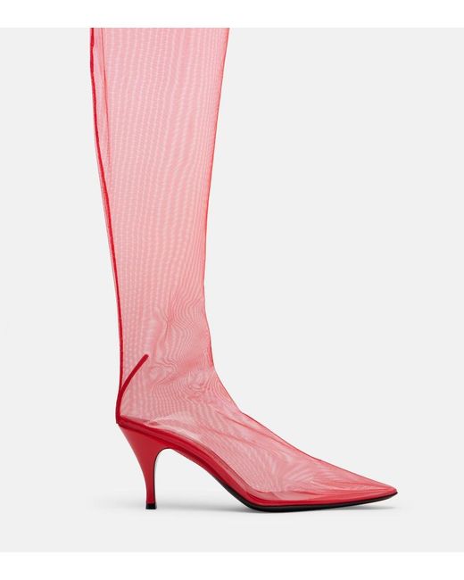 Herbert Levine Red Sheer Perfection Mesh Over-The-Knee Boots