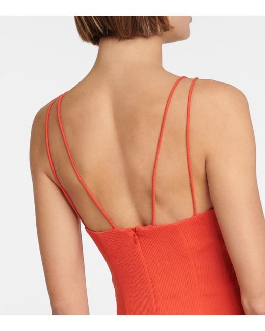 Staud Red Gianna Halter Maxi Dress