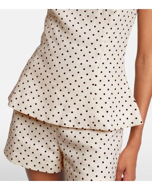 Faithfull The Brand Natural Iria Polka-Dot Linen Top