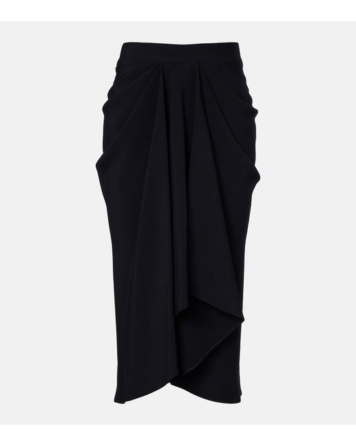 Falda Midi De Crepe De Cady Drapeada Givenchy de color Black