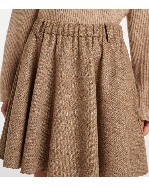 Brunello Cucinelli Brown Monili Wool-Blend Miniskirt