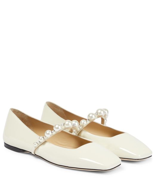 Jimmy Choo Ade Leather Ballet Flats in White | Lyst