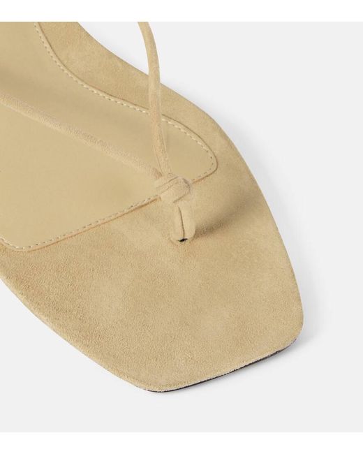 Totême White The Knot Suede Thong Sandals
