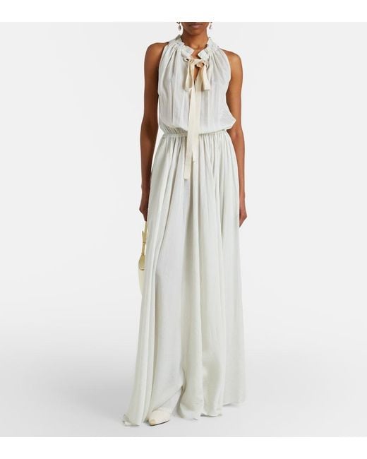 Patou White Striped Maxi Dress