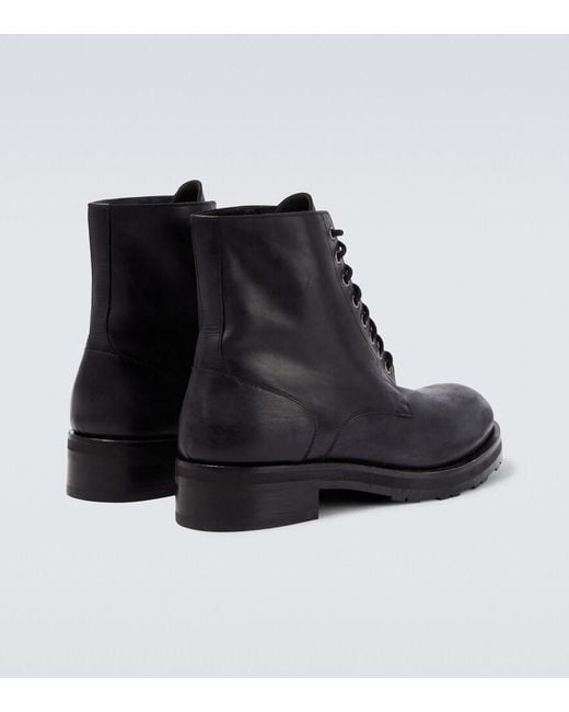 The Row Black Leather Combat Boots for men