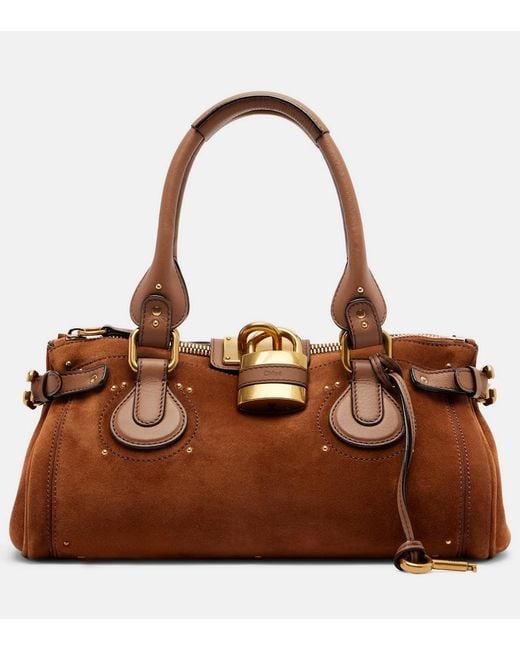 Chloé Brown Paddington Suede Shoulder Bag