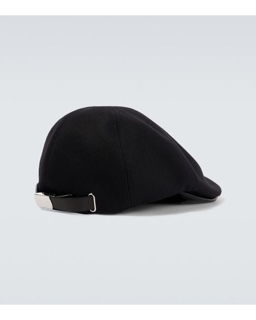 Giorgio Armani Black Wool And Cashmere-Blend Flat Cap for men
