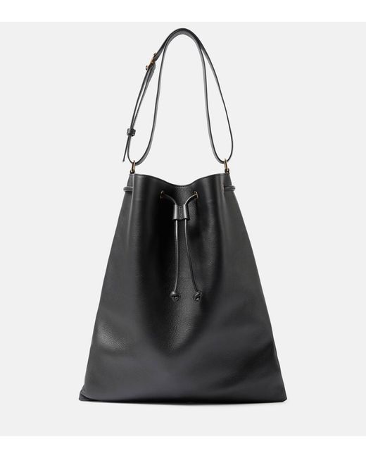 Khaite Black Greta Large Leather Bucket Bag