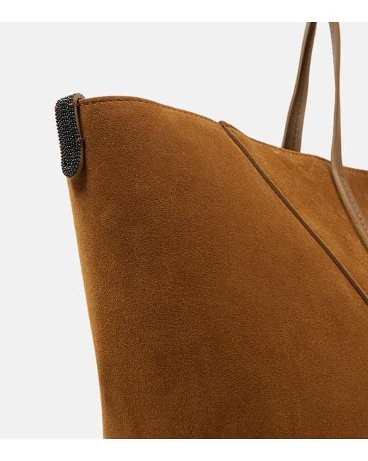 Brunello Cucinelli Brown Duo Large Suede Tote Bag