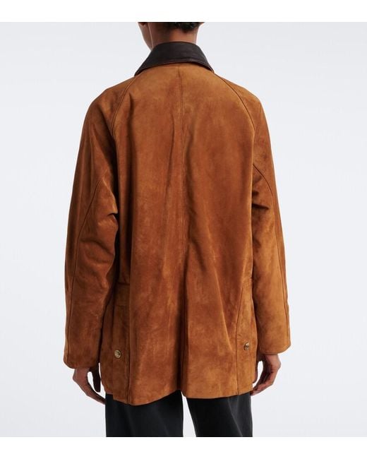 Nili Lotan Brown Kedem Leather-Trimmed Suede Jacket