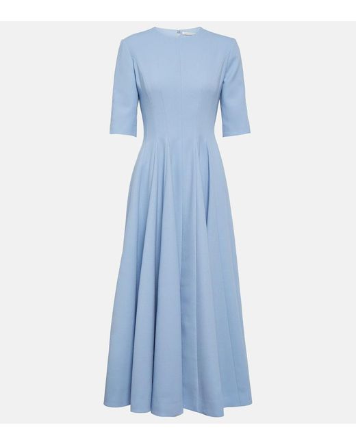 Emilia Wickstead Blue Georgie Wool Crepe Midi Dress