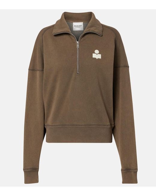 Isabel Marant Green Ross Cotton-Blend Jersey Half-Zip Sweatshirt