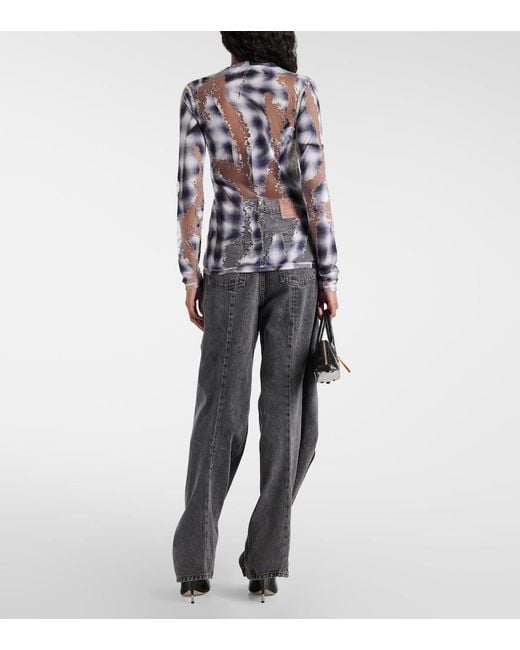 Y. Project Blue Kariertes Top Aus Devore