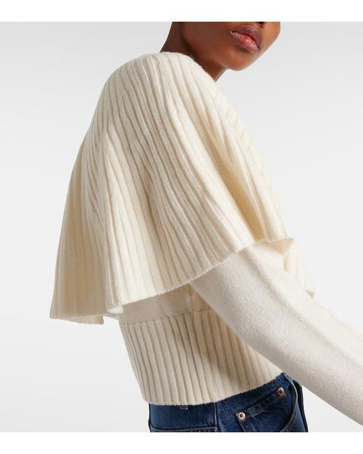 Chloé White Caped Wool And Cashmere Top