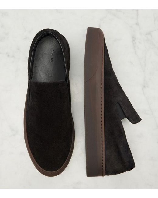 The Row Black Mh Suede Slip-On Shoes