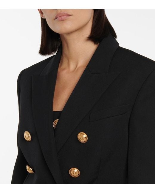 Balmain Black Double-Breasted Wool Blazer