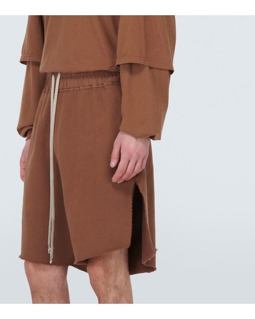 Rick Owens Brown Cotton Jersey Shorts for men