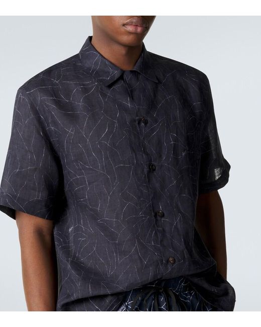 Brioni Black Printed Linen Shirt for men