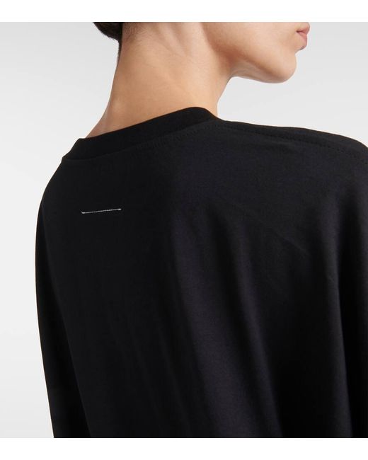 Miniabito oversize in jersey di cotone di MM6 by Maison Martin Margiela in Black