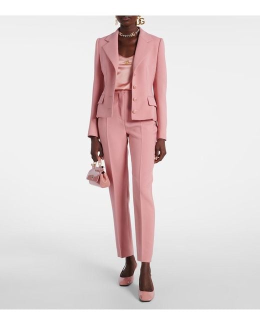 Dolce & Gabbana Pink Dg Silk-Blend Satin Top