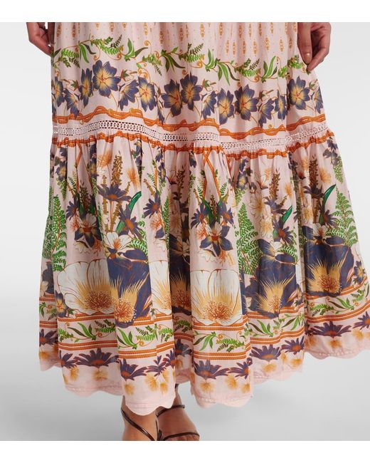 Robe Longue Asymetrique En Coton A Fleurs Farm Rio en coloris Pink