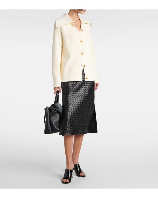 Bottega Veneta Brown Midirock Intrecciato Aus Leder