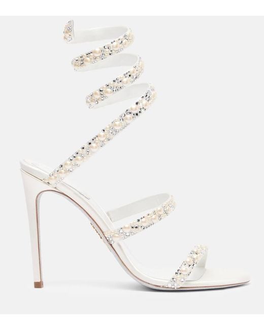 Sandalias Cleo 105 De Saten Adornadas Rene Caovilla de color White