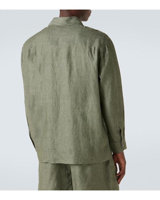 Camisa Resort De Lino Saman Amel de hombre de color Green