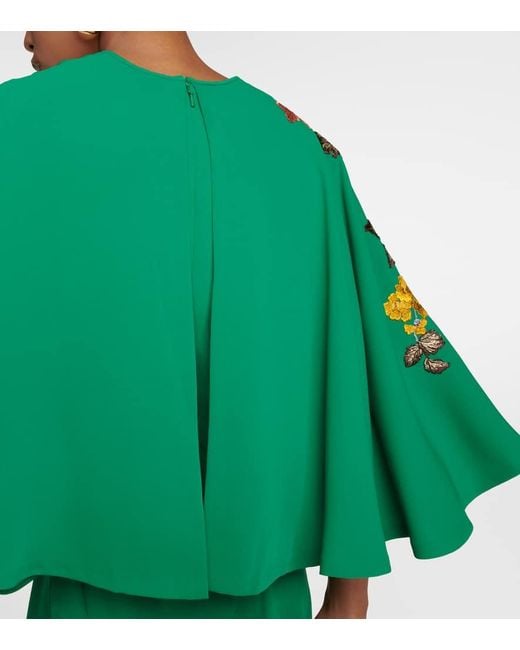Abito Lungo Zinnia Con Ricami E Mantella di Costarellos in Green
