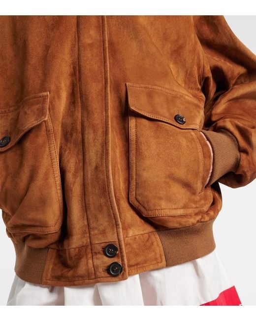 Chaqueta De Ante Con Logo Miu Miu de color Brown