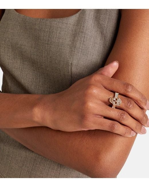 McQueen White Ring Mit Kristallen