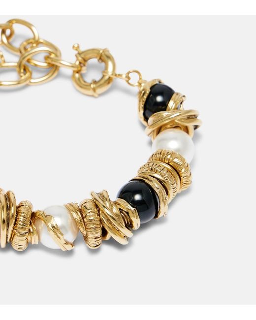 Saint Laurent Metallic Loulou Embellished Bracelet