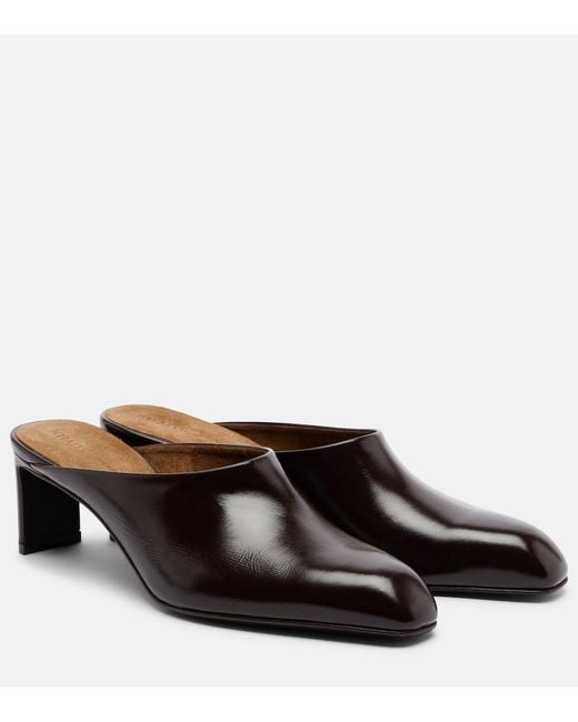Khaite Brown Colt Leather Mules