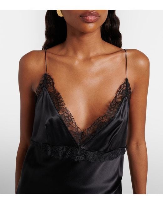 Nina Ricci Black Lace-Trimmed Silk-Blend Satin Camisole