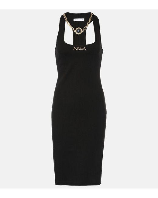 Area Black Logo Chain-Detail Midi Dress