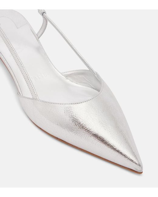 Christian Louboutin White Miss Z Slingina 25 Metallic Crinkled-Leather Slingback Pumps