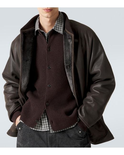A.PRESSE Black Shearling-Lined Jacket for men