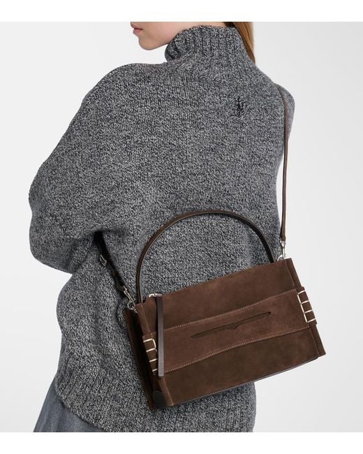 J.W. Anderson Brown Schultertasche Loafer Aus Veloursleder