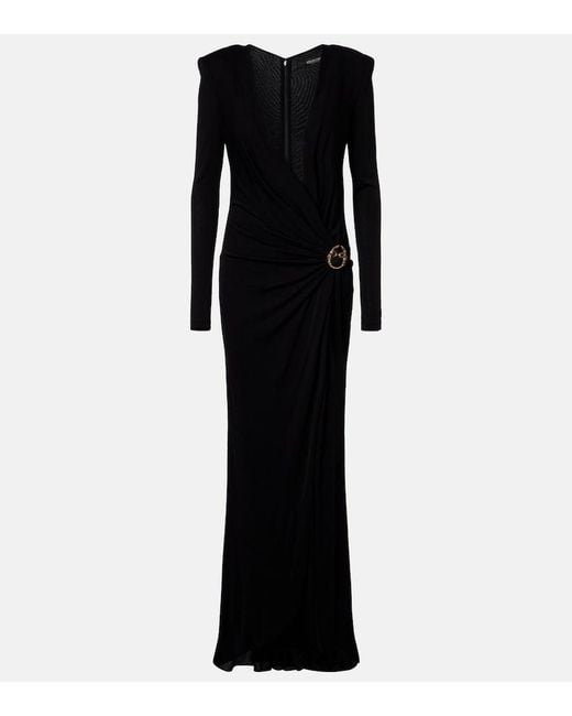 Roberto Cavalli Black Draped Gown