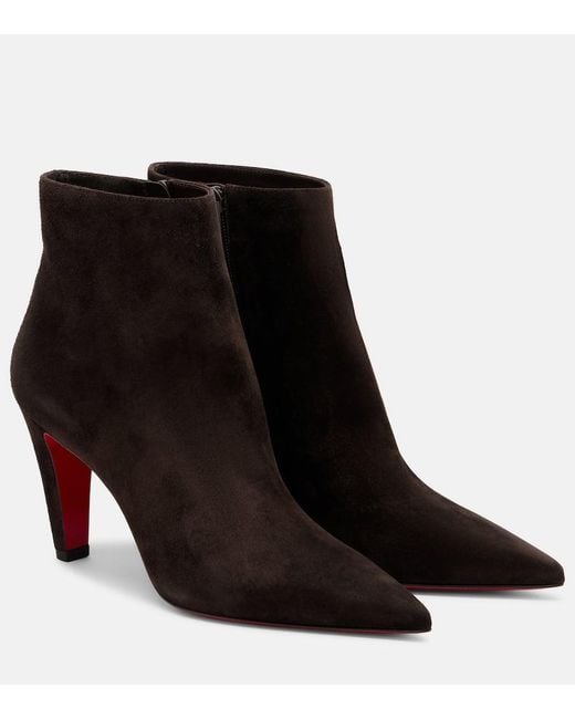 Christian Louboutin Black Vibella 85 Suede Ankle Boots