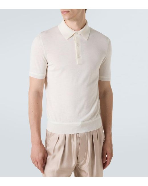Tom Ford White Cashmere And Silk Polo Shirt for men